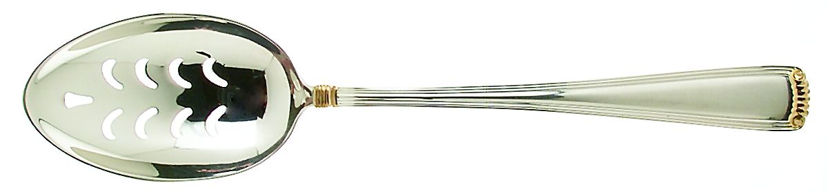 Marie Louise Gold (Sterling, Gold Accent) Pierced Tablespoon (Serving Spoon) by R. Blackinton & Co-1