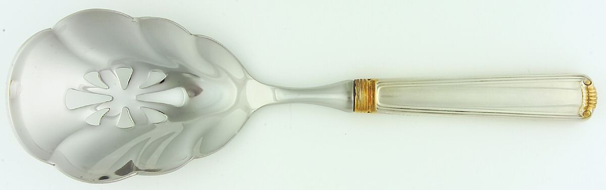 Marie Louise Gold (Sterling, Gold Accent) Pierced Casserole Spoon with Stainless Bowl by R. Blackinton & Co-1