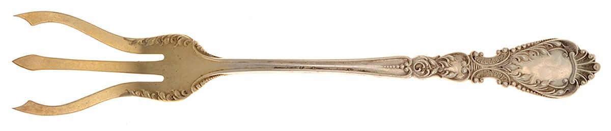 Nautilus (Sterling, 1900) Large Lettuce Serving Fork by R. Blackinton & Co-1