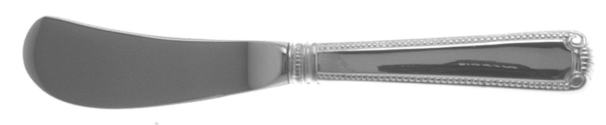 Scroll & Bead (Sterling, 1940, No Monograms) Butter Spreader Hollow Hdl-Paddle/Stainless Blade by R. Blackinton & Co-1