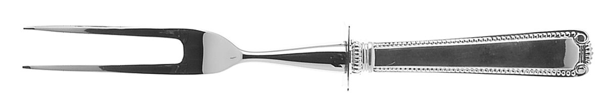Scroll & Bead (Sterling, 1940, No Monograms) Small Steak Carving Fork with Stainless Prongs by R. Blackinton & Co-1