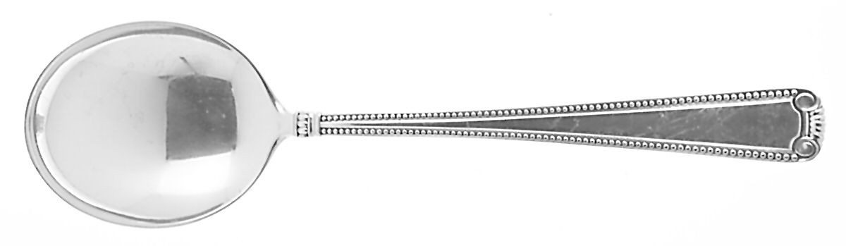 Scroll & Bead (Sterling, 1940, No Monograms) Round Bowl Soup Spoon (Cream Soup) by R. Blackinton & Co-1