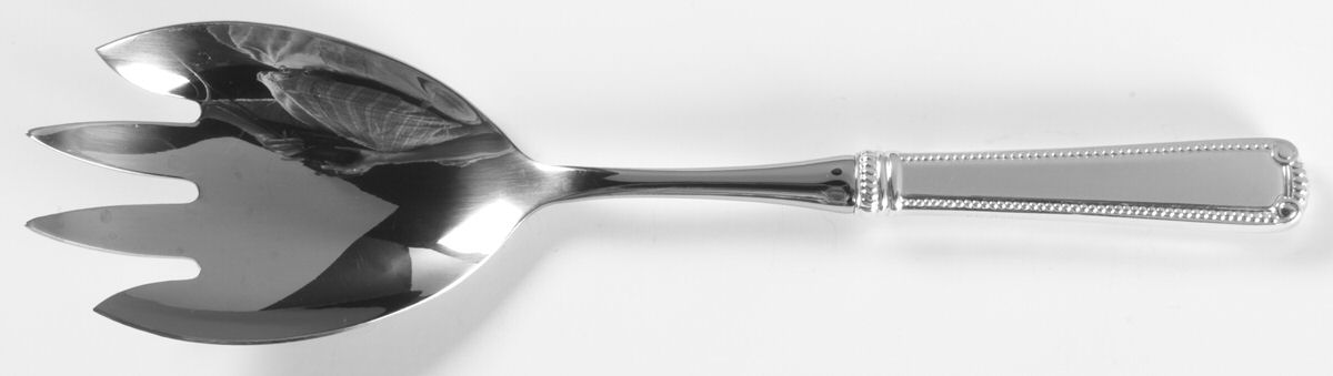 Scroll & Bead (Sterling, 1940, No Monograms) Salad Serving Fork with Stainless Prongs by R. Blackinton & Co-1