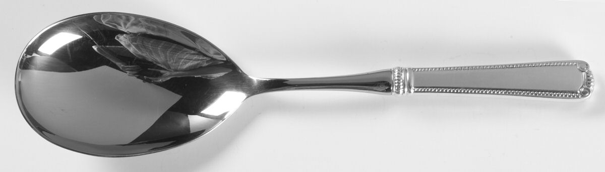 Scroll & Bead (Sterling, 1940, No Monograms) Salad Servng Spoon with Stainless Bowl by R. Blackinton & Co-1