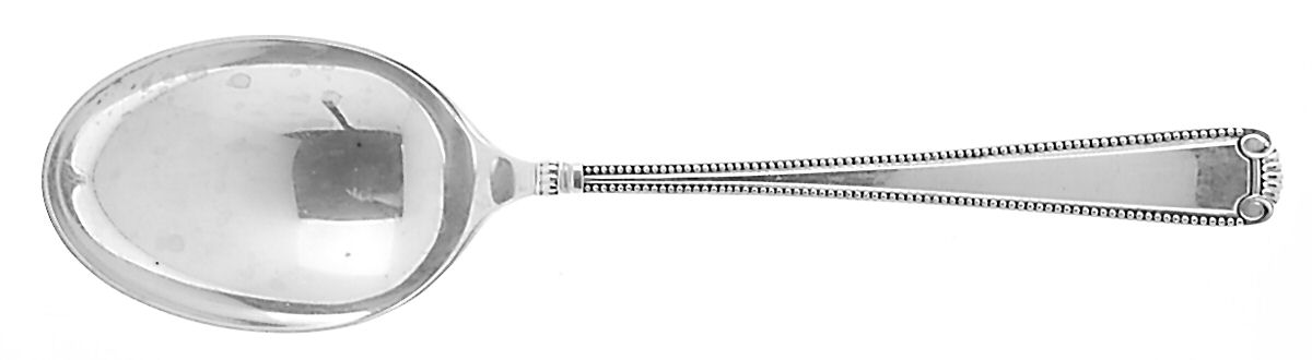 Scroll & Bead (Sterling, 1940, No Monograms) Vegetable Serving Spoon (Solid) by R. Blackinton & Co-1