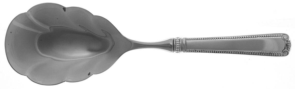 Scroll & Bead (Sterling, 1940, No Monograms) Utility Serving Spoon with Stainless Bowl by R. Blackinton & Co-1