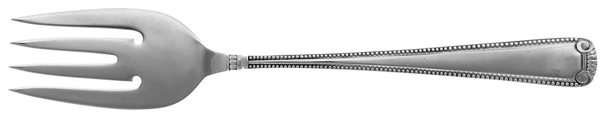 Scroll & Bead (Sterling, 1940, No Monograms) Small Solid Cold Meat Serving Fork by R. Blackinton & Co-1