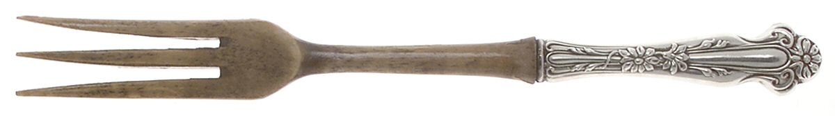 Daisy (Sterling) Salad Serving Fork with Wooden Prongs by R. Blackinton & Co-1