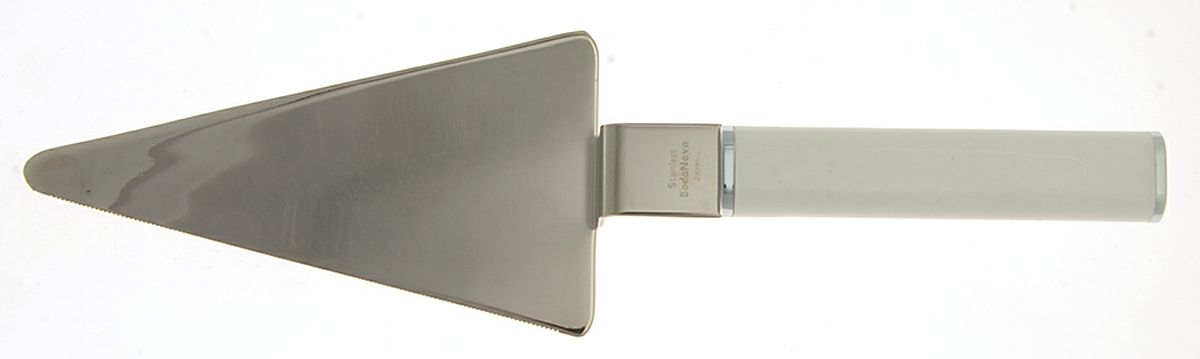Oval-White Handle (Stainless) Pastry Server with Stainless Blade by Boda Nova-1