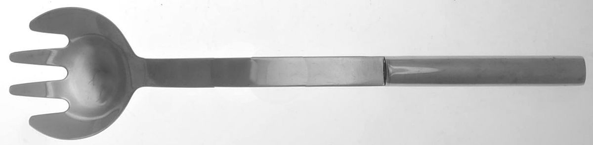 Oval Steel (Stainless, Glossy) Solid Salad Serving Fork by Boda Nova-1