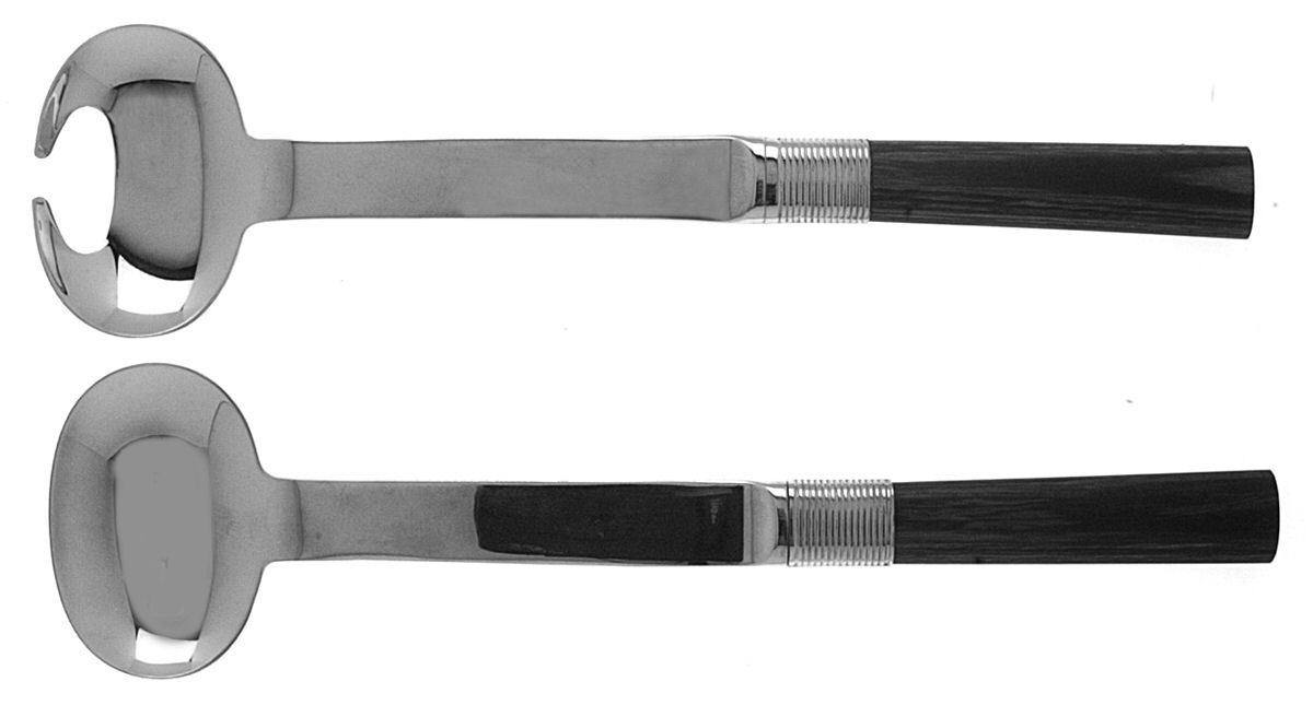 Signum (Stainless, Wood Handle) (2 Pc) Solid Salad Set by Boda Nova-1