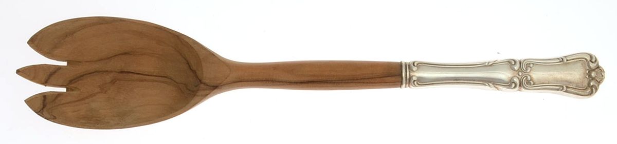 Francis I (Sterling, No Monograms) Salad Serving Fork with Wooden Prongs by Birks Silver-1