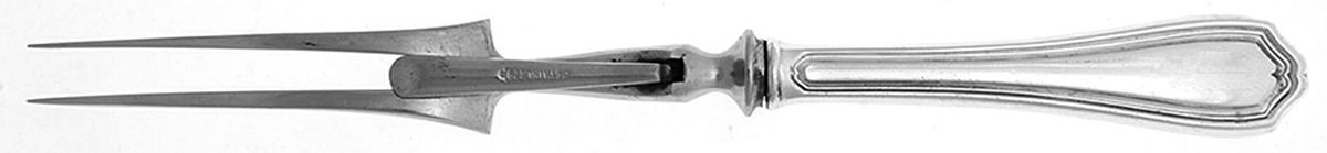 Georgian (Sterling, No Monograms) Small Steak Carving Fork with Stainless Prongs by Birks Silver-1