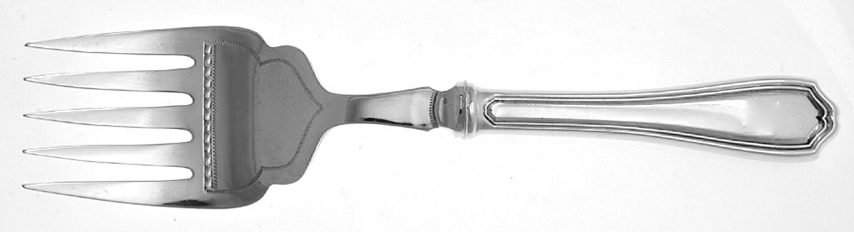 Georgian (Sterling, No Monograms) Large Cold Meat Serving Fork, Plated Tines by Birks Silver-1