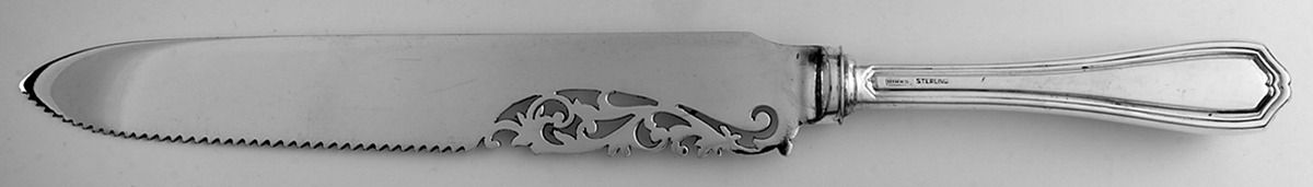 Georgian (Sterling, No Monograms) Cake Saw with Silverplate Blade by Birks Silver-1