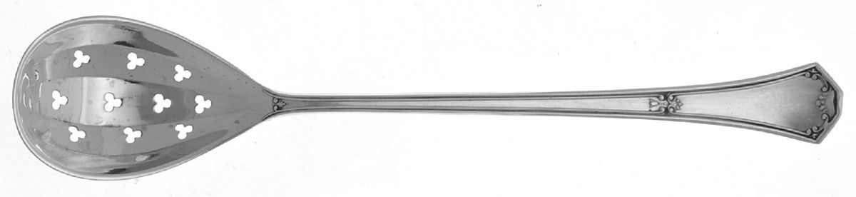 BMS12 (Sterling) Pierced Bowl Short Handle Olive Spoon by Baker Manchester-1