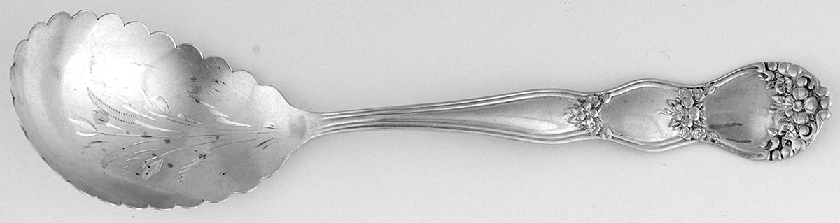 BMS16 (STERLING) Bright Cut Bowl Sugar Spoon by Baker Manchester-1