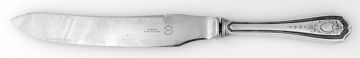 Georgian-Engraved (No Monograms) Small Steak Carving Knife with Stainless Blade by Birks Silver-1