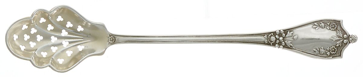 BMS17 (STERLING) Pierced Bowl Short Handle Olive Spoon by Baker Manchester-1