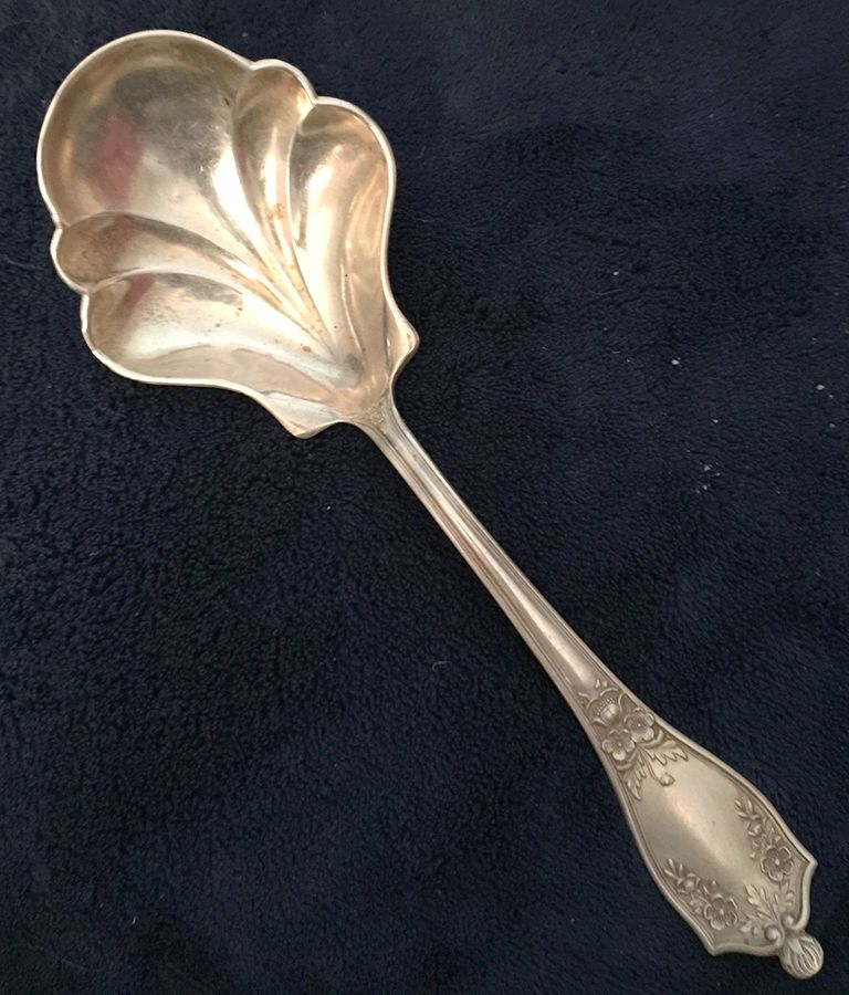 BMS17 (STERLING) Large Solid Berry/Casserole Spoon by Baker Manchester-1