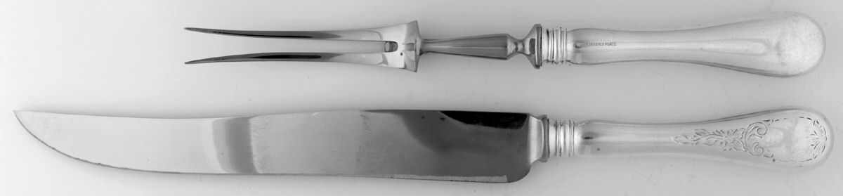 Queen Mary (Silverplate) Large 2-Piece Roast Carving Set w/Stainless Blade by Birks Silver-1