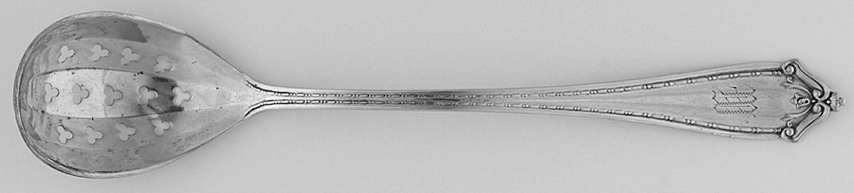 BMS24 (Sterling) Pierced Bowl Short Handle Olive Spoon by Baker Manchester-1