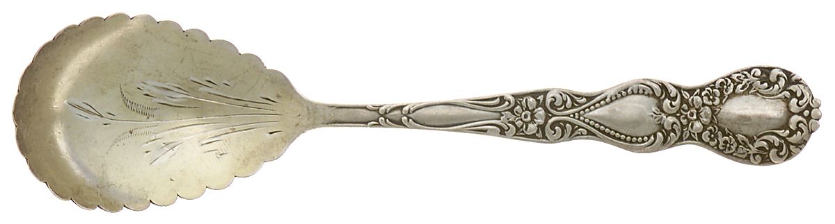 BMS25 (Sterling) Bright Cut Bowl Sugar Spoon by Baker Manchester-1