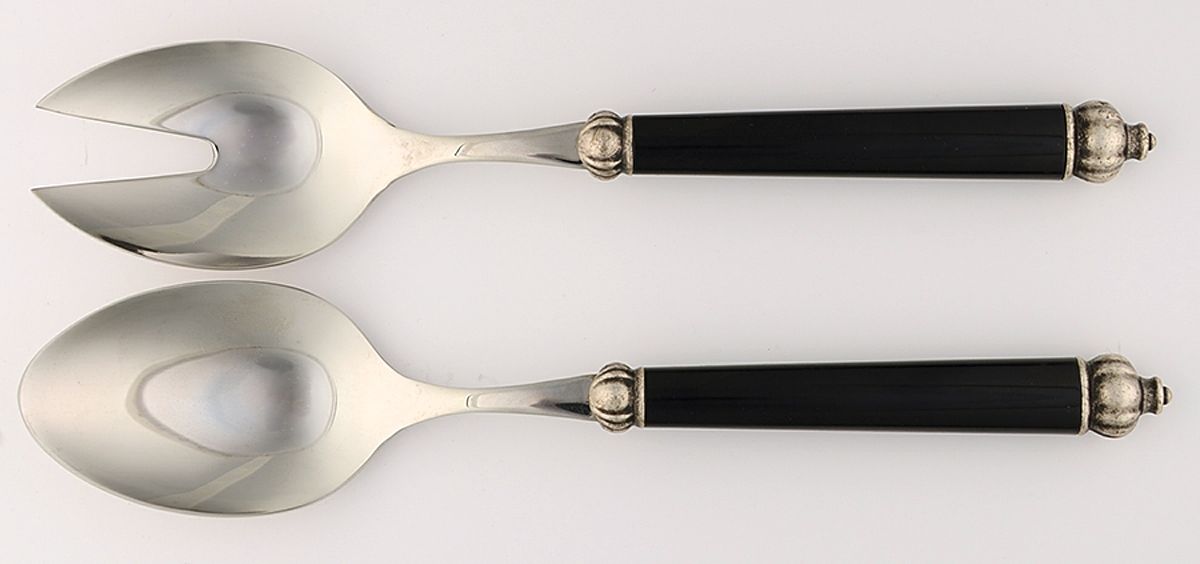 Medieval-Black (Stainless) (2 Pc) Solid Salad Set by Bugatti-1