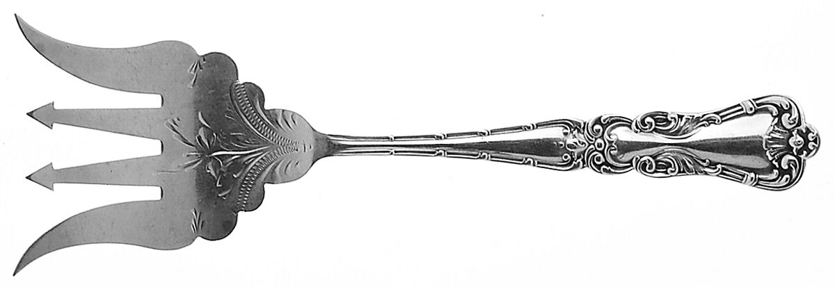 BMS26 (STERLING) Sardine Serving Fork Tined Large Bright Cut by Baker Manchester-1