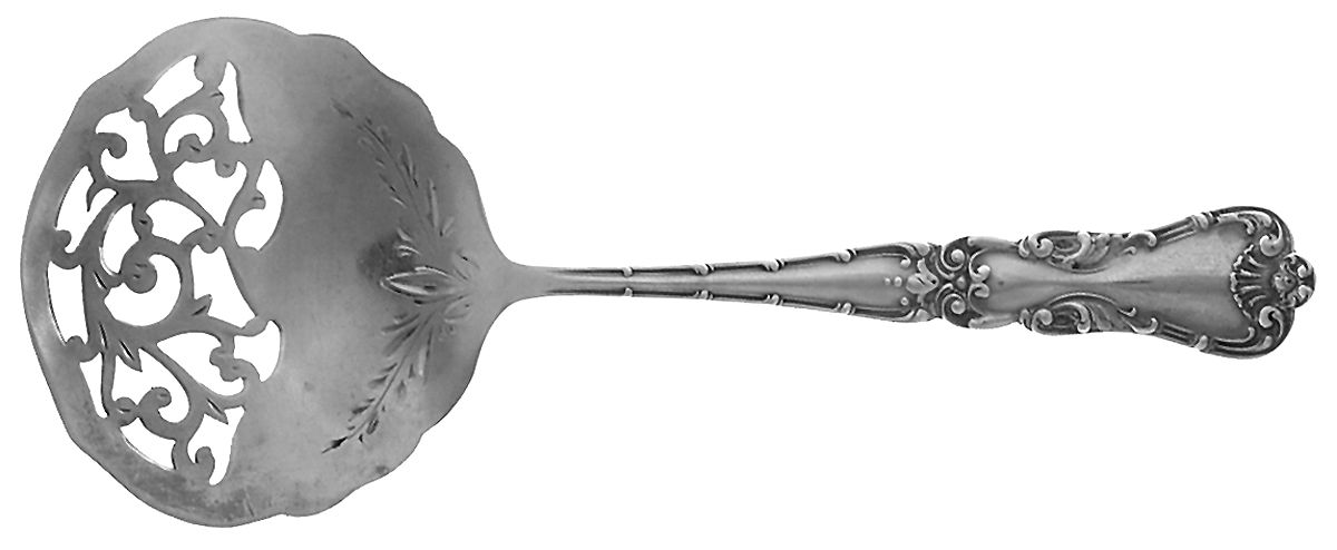 BMS26 (STERLING) Solid Bon Bon Spoon with Pierced Bowl by Baker Manchester-1