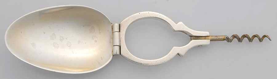 Sterling Hollowware Folding Medine Spoon with Corkscrew by Black Starr & Frost-1