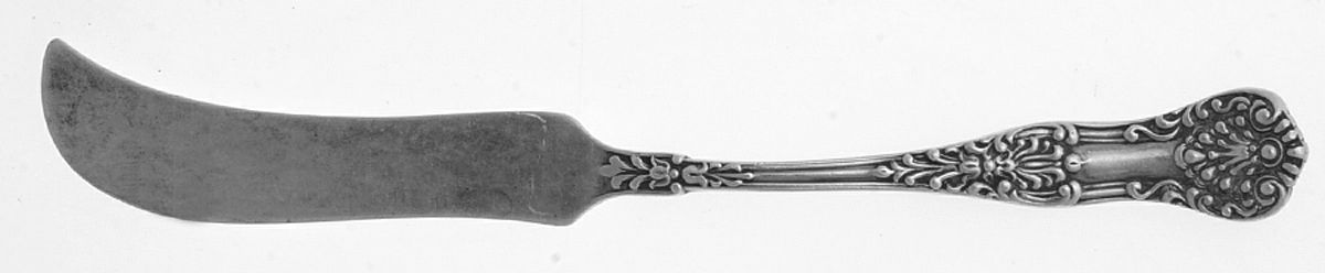 Queens (Sterling) Flat Handle Butter Spreader by Birks Silver-1