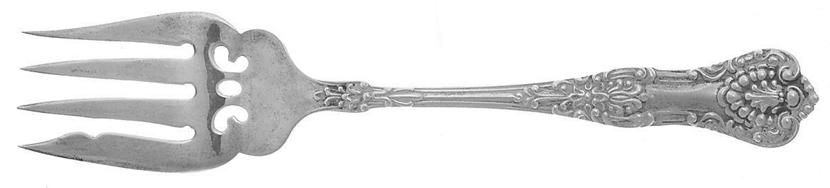 Queens (Sterling) Small Solid Cold Meat Serving Fork by Birks Silver-1