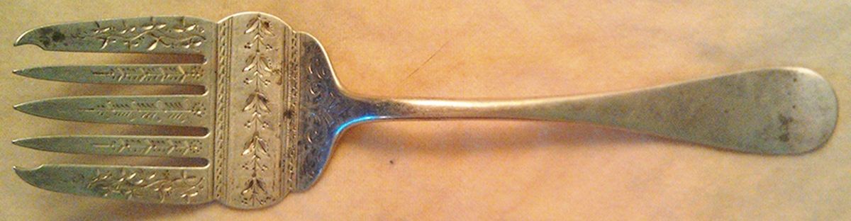 BIK1 (STERLING) Small Solid Cold Meat Serving Fork by Bigelow, Kennard & Co.-1