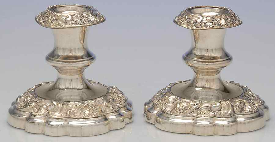 Silverplate Hollowware Pair of 3" Console Candleholders by Birks Silver-1