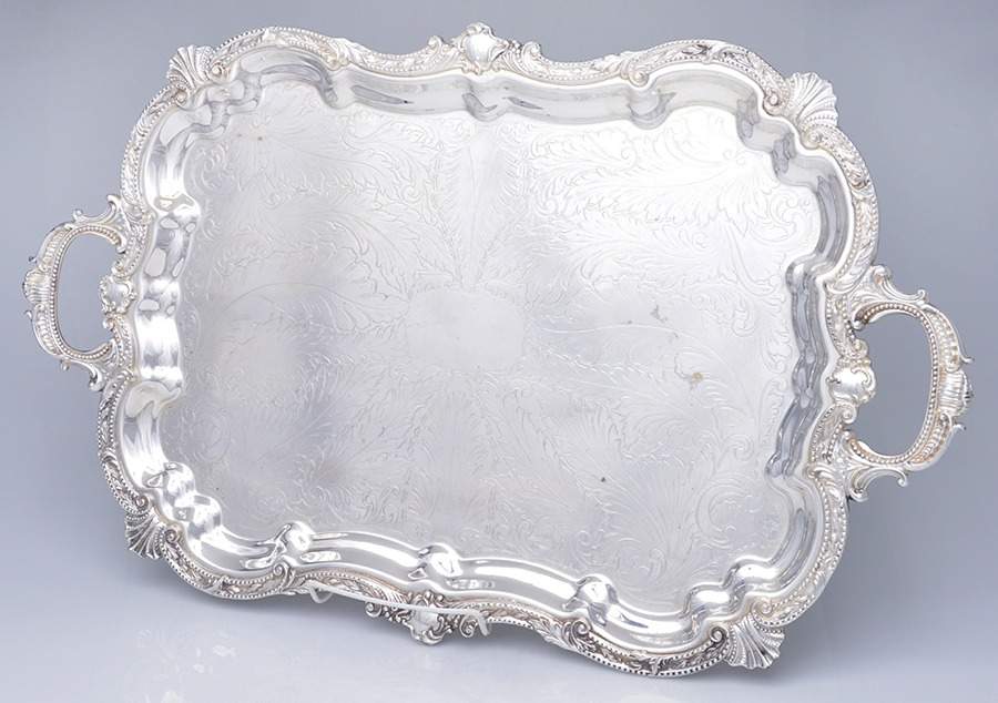BIM1 (Silverplate, Hollowware) Large Footed Waiter Tray by Birmingham Silver Co-1
