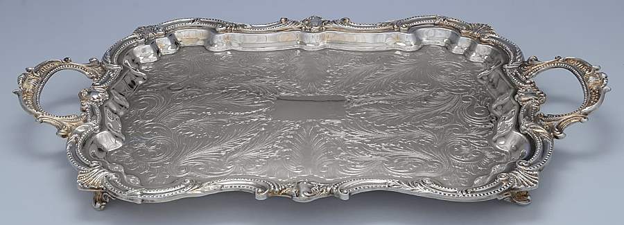 BIM1 (Silverplate, Hollowware) Large Silverplate Waiter Tray by Birmingham Silver Co-1