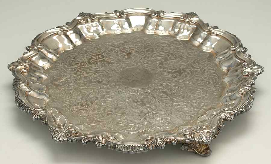 BIM3 (Silverplate, Hollowware) 15" Footed Round Tray by Birmingham Silver Co-1