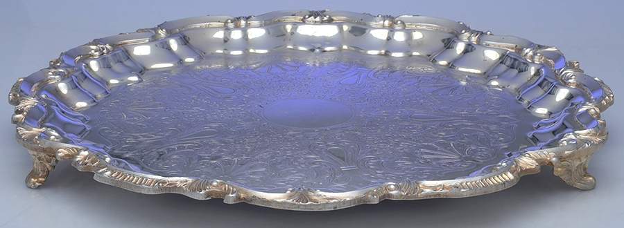 BIM3 (Silverplate, Hollowware) 16" Round Footed Tray by Birmingham Silver Co-1