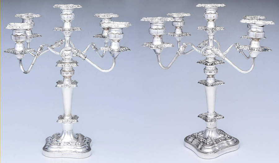 BIM4 (Silverplate, Hollowware) Pair of Large 5 Light Candelabras by Birmingham Silver Co-1