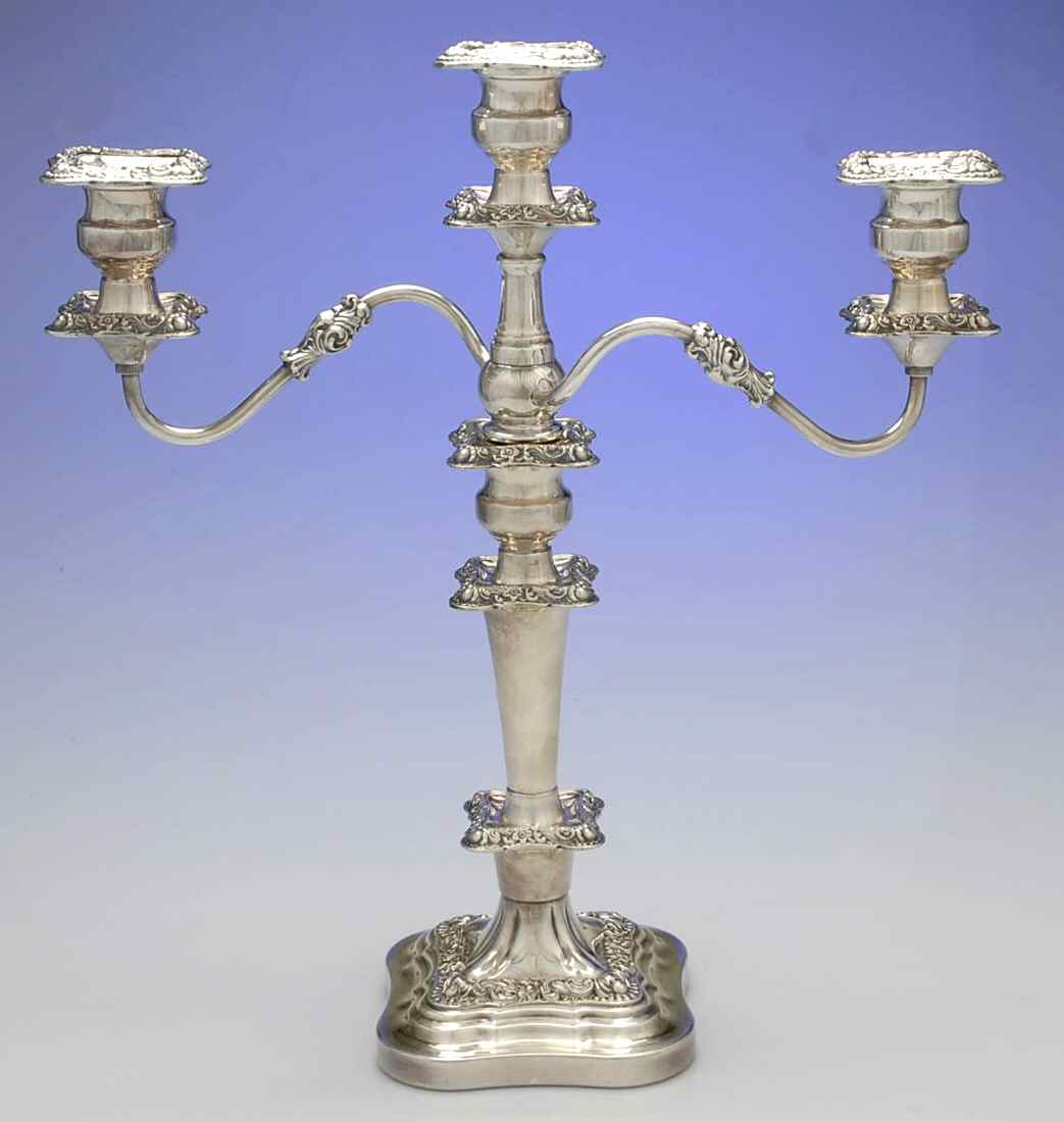 BIM4 (Silverplate, Hollowware) Large 3 Light Candelabra by Birmingham Silver Co-1