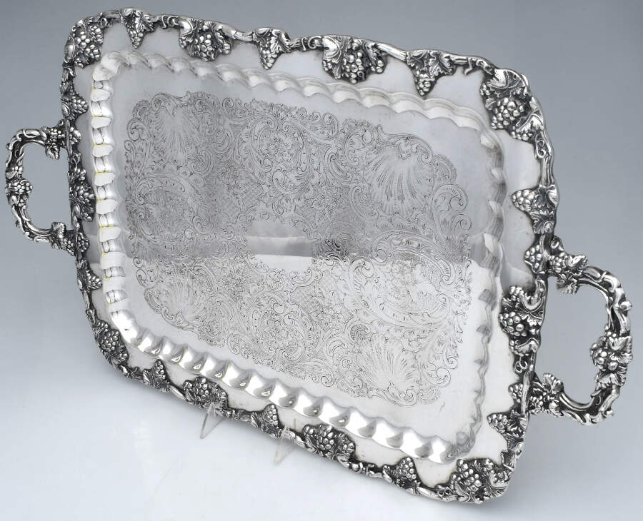 BIM6 (Silverplate, Hollowware) Large Footed Waiter Tray by Birmingham Silver Co-1