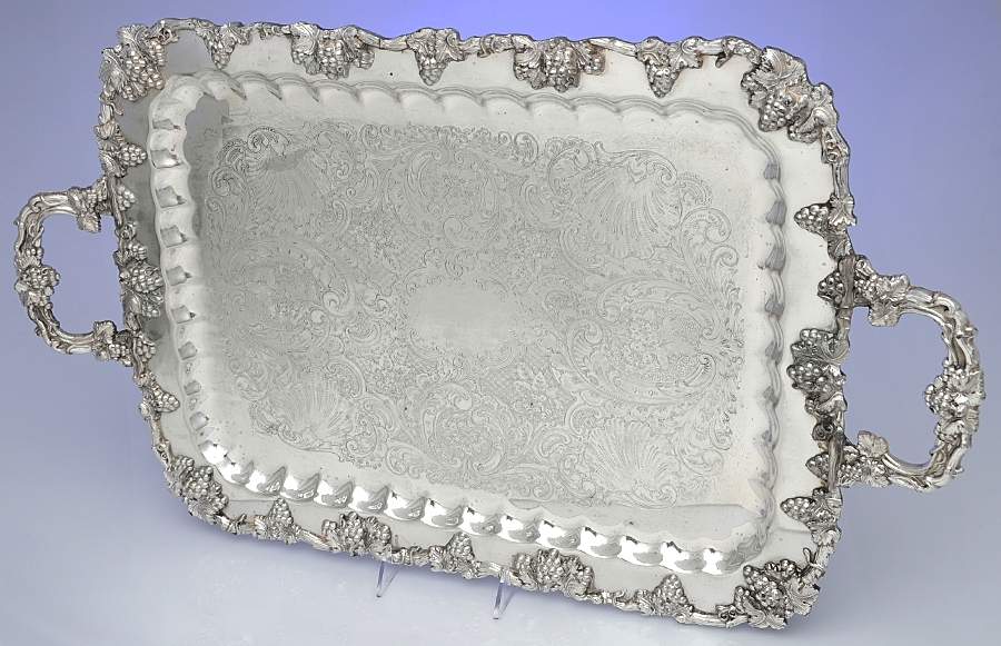 BIM6 (Silverplate, Hollowware) Large Footed Waiter Tray by Birmingham Silver Co-1
