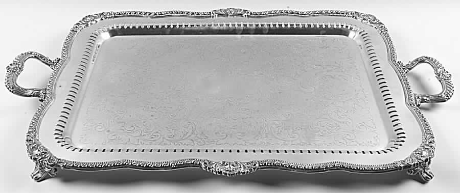 BIM7 (Silverplate, Hollowware) Large Silverplate Waiter Tray by Birmingham Silver Co-1