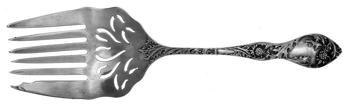 Thistle (Sterling) Large Solid Tined Sardine Serving Fork by R. Blackinton & Co-1