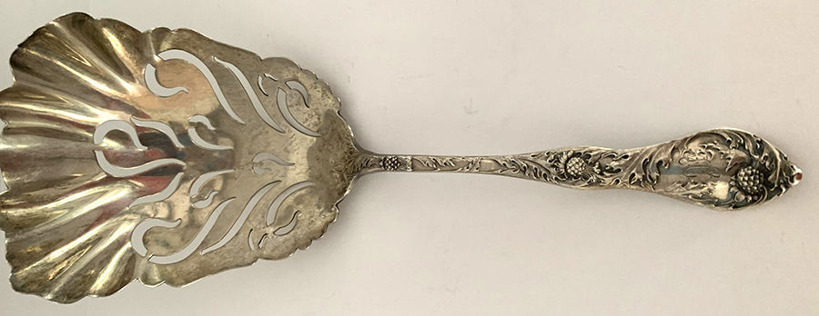 Thistle (Sterling) Cracker Scoop with Pierced Bowl by R. Blackinton & Co-1