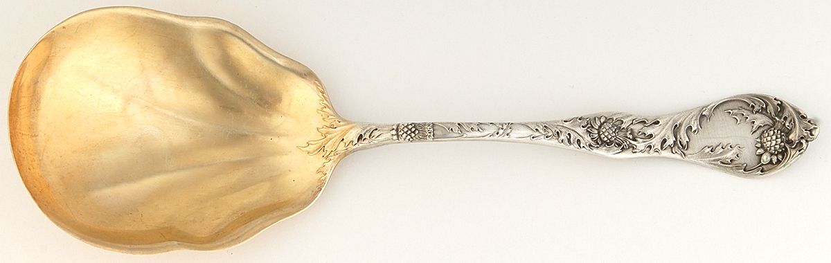 Thistle (Sterling) Small Solid Berry/Casserole Spoon by R. Blackinton & Co-1