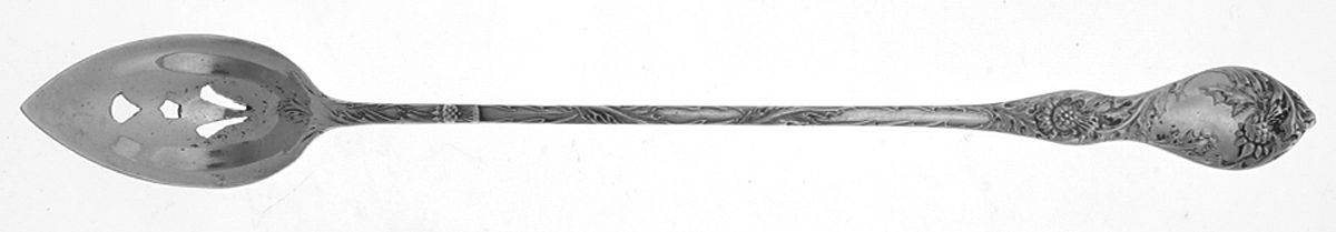 Thistle (Sterling) Pierced Bowl Long Handle Olive Spoon by R. Blackinton & Co-1