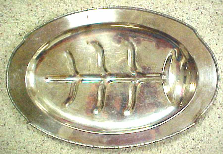 Georgian (Silverplate, Hollowware) Large Plated Footed Meat Platter with Well by Benedict-1