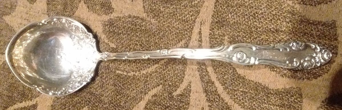 Bir13 (Sterling, Floral) Solid Piece Cream Ladle by Birks Silver-1